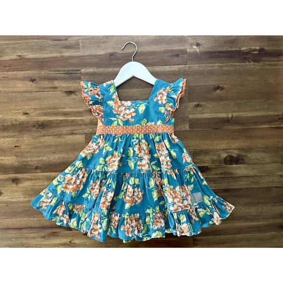 Eleanor Rose Green Orange Harrington Floral Polka Dot Sleeveless Pearl Dress 2 - Picture 2 of 8
